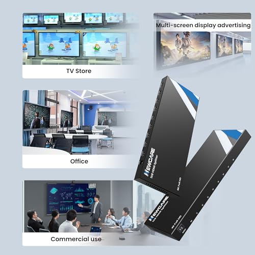 Image of NEWCARE 4K 1x8 HDMI Splitter 1 in 8 Out, 8 Port Powered Hdmi Splitter, 8 Way HDMI Splitters Support 4K&2K@30Hz 3D for TV Monitor Project, Mirror Splitters for Classroom, Presentation, Exhibition