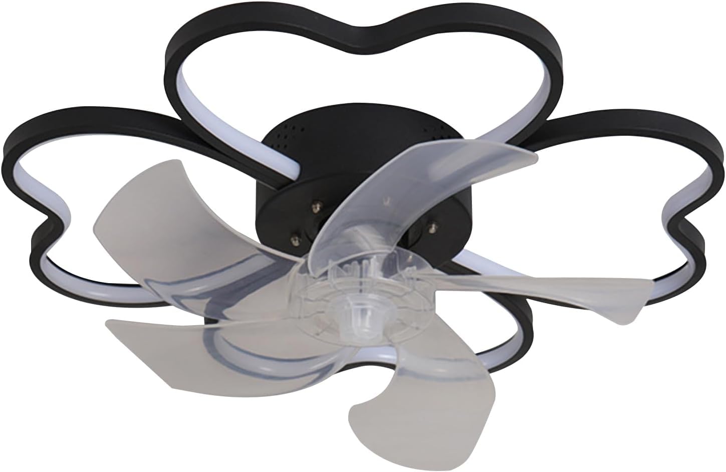 Altsuceser Modern Ceiling Fan with Light, 20" Low Profile Flush Mount Ceiling Fan with Remote Control, 5 Invisible Blades, 3 Light Color Change and 6 Speeds for Bedroom Living Room (Black)