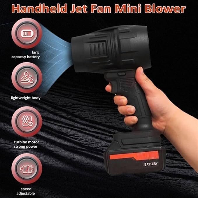 Image of Handheld Electric Air Blower,Turbo Jet Blower Cordless,Handheld High Powerful Blow Brushless for Extra runtime,Multipurpose Car,Home Corner, Road Cleaning Easy use Home
