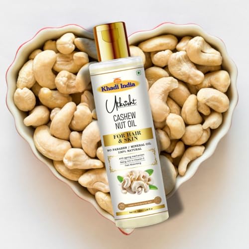 Image of Khadi Cashew Nut Oil For Skin & Hair 100ml | Cold Pressed Oil for Hair Growth & Nourishing Skin Care | Non Sticky, Paraben, Mineral Oil Free | For All Hair Types | Daily Use for Men & Women