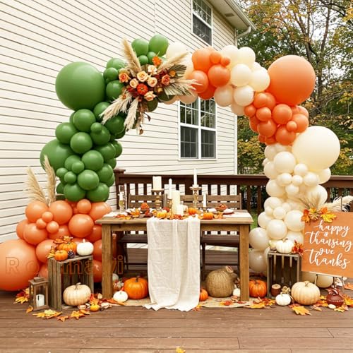 Sage Green Terracotta Orange Ivory Balloon Arch Kit – Double Stuffed Burnt Orange Green Balloon Garland for Little Cutie Baby Shower Wedding Rustic Birthday Party Fall Decorations