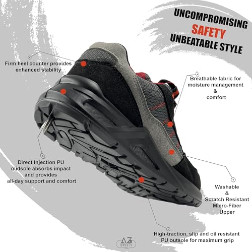 Allen Cooper ACM 1699 High Performance Safety Shoe | 200J Steel Toe Cap | Washable Micro Fiber Upper | Anti-Skid, Water, Heat & Oil Resistant