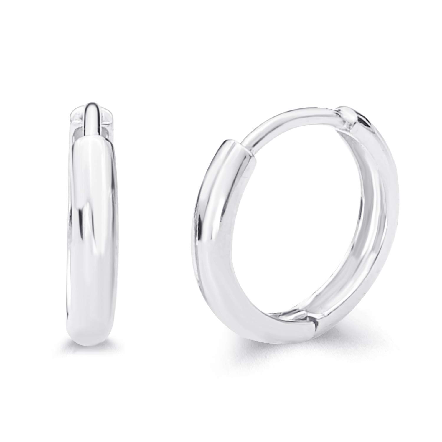14k REAL Yellow OR White Gold 2mm Thickness Huggie Earrings (10 x 10 mm)