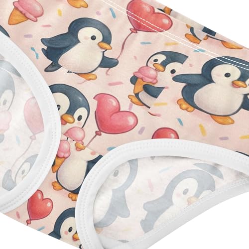 Joisal Cotton Girls Underwear Toddler Cute Cartoon Penguins Poses Girl Panties Cute Florals Underpants Briefs 2t4