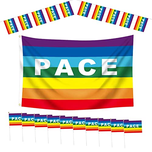 Honeyb 5 Pcs Fortschritts-Stolz-Flaggen-Set,Pace Regenbogenfahne | Gay-Pride-Regenbogen-Partyzubehör Cover