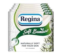 Regina Soft Bamboo - 45 Rolls of Toilet Tissue 3 Ply, 160 Sheets, Naturally Soft for your Skin, Toilet Tissue Made with Bam…