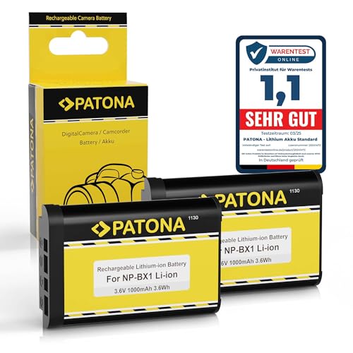 ✅ PRESTAZIONI AFFIDABILI E ALTA CAPACITÀ – La batteria PATONA NP-BX1 con 1000mAh / 3.6V / 3.6Wh offre prestazioni costanti e una lunga durata per riprese fotografiche e video, ideale per fotocamere e videocamere Sony.