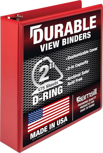 Samsill Durable 2 inch 3 Ring Binder, D Ring Binder, 100%...