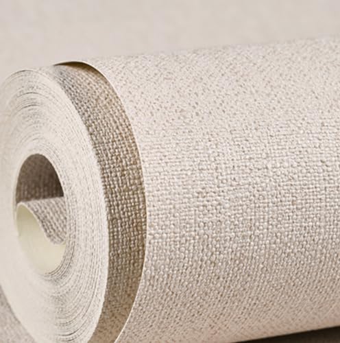 BPILOT Papel tapiz de textura de lino para oficina, papel tapiz grueso impermeable para sala de estar, hotel, dormitorio, color cáñamo claro