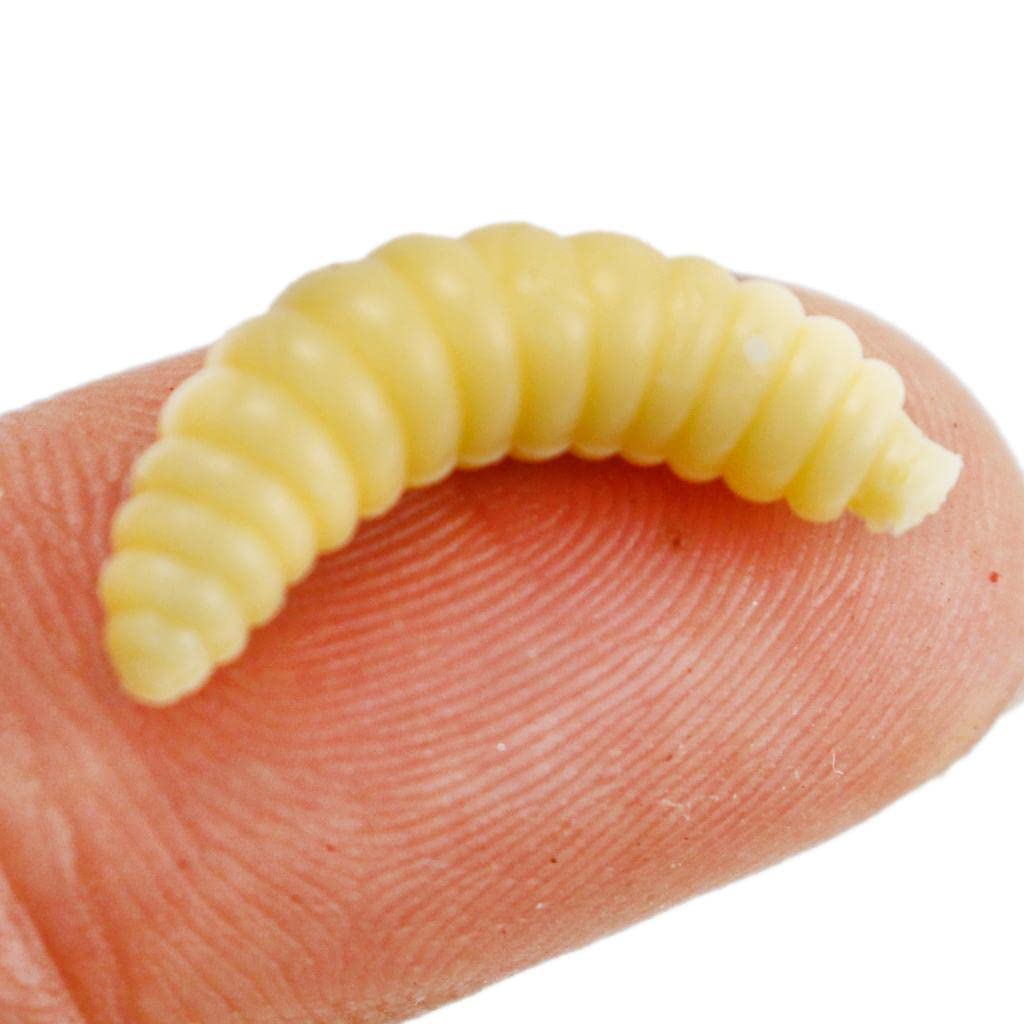 Generic 100 Pieces/Set Fishing Soft Grub Worm Bread Bug Maggots Lures Baits Beige-image-49