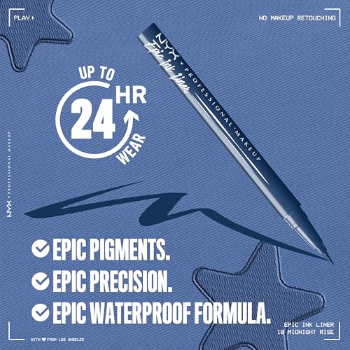 Image of NYX PROFESSIONAL MAKEUP Epic Ink Liner, Waterproof Matte Liquid Eyeliner with Vegan Formula - Mid Night Rise (Deep Navy)