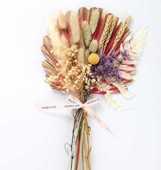 LYBA MOULDS Luxury Wedding Gardenia Floral Sun Palm Leaf Dried Flower Bouquet-image-0