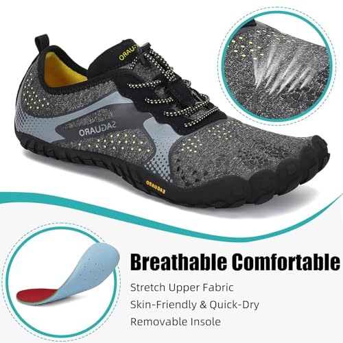 Image of SAGUARO Womens Mens Barefoot Shoes Minimalist Trail Runner Wide Toe Box Zero Drop Outdoor Cross Training Shoe
