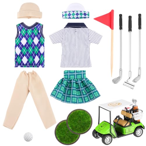 Motionchic 20 Pcs Christmas Elf Golf Costume Set for Kid Clothes Elf Outfit
