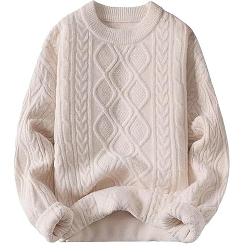 Vamtac Oversized Cable Knit Sweaters Long Sleeve Knitted Casual Pullover Solid Vintage Unisex Crewneck Loose Top