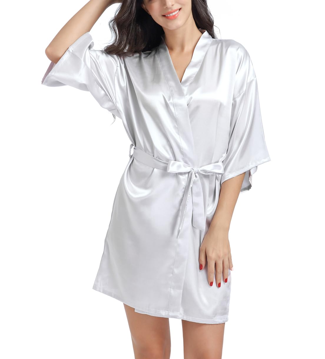 Trek Forte Accappatoio Corto da Donna in Raso Vestaglia Donna Kimono Sexy Pigiama Vestaglia Sposa e Damigelle