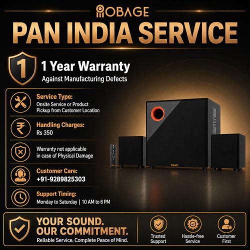Image of OBAGE Zylo-6 2.1 Home Theatre Speaker System | 100W Output | HDMI ARC, Bluetooth 6.0, FM, AUX | Digital Bass, Mid & Treble Control | Clear & Balanced Sound for TV, Music & Movies