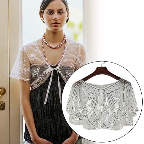 Women 1920s Flapper Shawl Sequins Beaded Vintage Shawl Wrap Dressy Shawls and Wraps for Evening Wear3