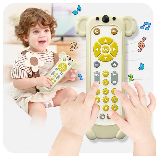 KIRALUMI Baby Remote Control Toy with Koala Silicone Cover - Educational Musical Baby Toddler Toys with Realistic Play, Lights, and Sounds - 6, 9, 12, 18 Month Boys Girls Toys Gift