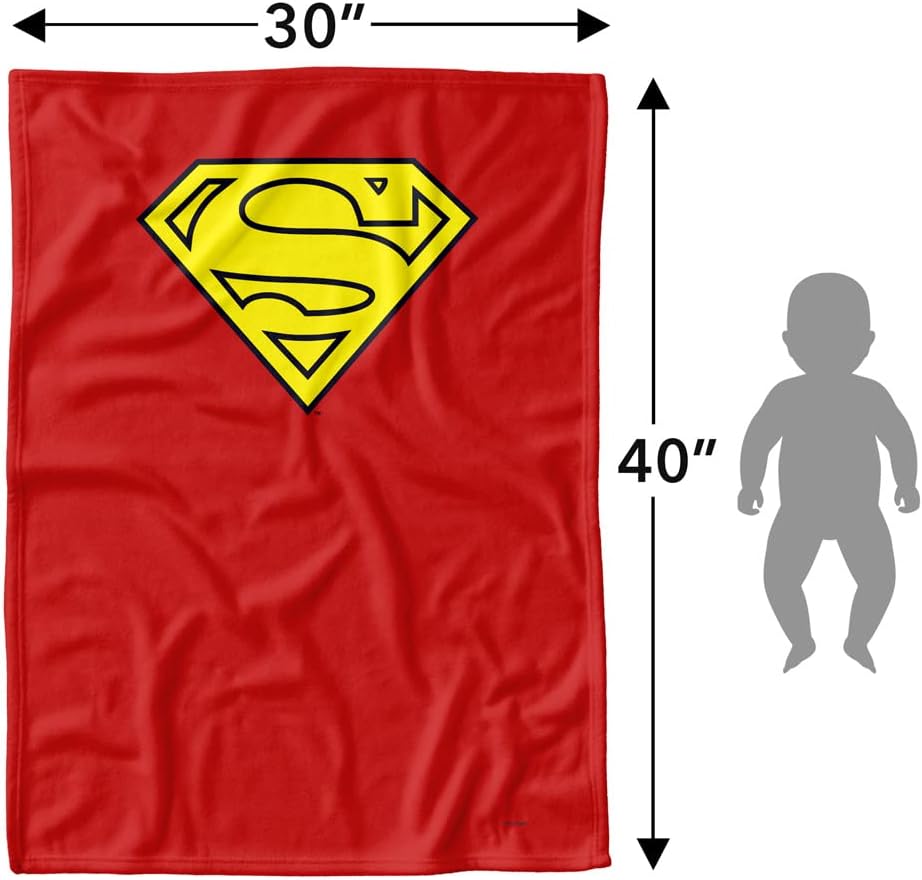LOGOVISION Superman Lightweight Baby Blanket, 30"X40", Superman Cape Logo Unisex for Infants Girls & Boys