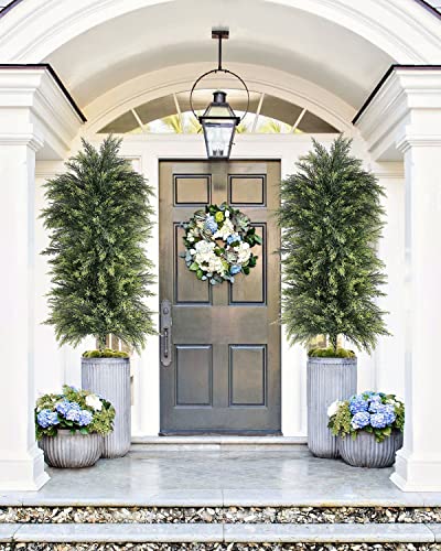 Image of 2 Pack 3.5ft Artificial Trees for Outdoor and Indoor Use, Front Porch Decor, UV Rated Potted Plants for Front Door, Office