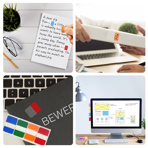 Image of KICNIC Sticky Index Tabs 480 Pieces, 1 Inch Divider Tabs Stick On, Page Marker Bookmark, Write Tab Flags Self Adhesive, 6 Dispensers, 20 Pcs /Color