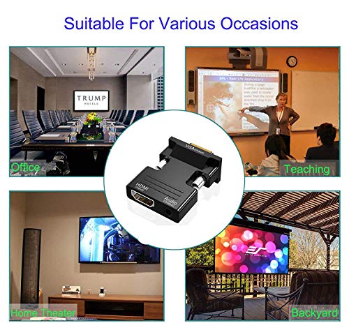 Image of SANCY HDMI to VGA Adapter with 3.5mm Audio Jack, 1080p Active Video Converter for Laptop, PC, PS3, Xbox, Blu-ray, DVD, TV Stick - VGA Male, Pack of 1