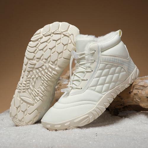 Image of Hike Winter Footwear Barefoot Boots Mens Womens, Waterproof Winter Snow Boots, Warm Ankle Booties, Wide Toe Barefoot Hiking Boots, Non-Slip Zero Drop Sole Hike Shoes for Hiking Walking Outdoor