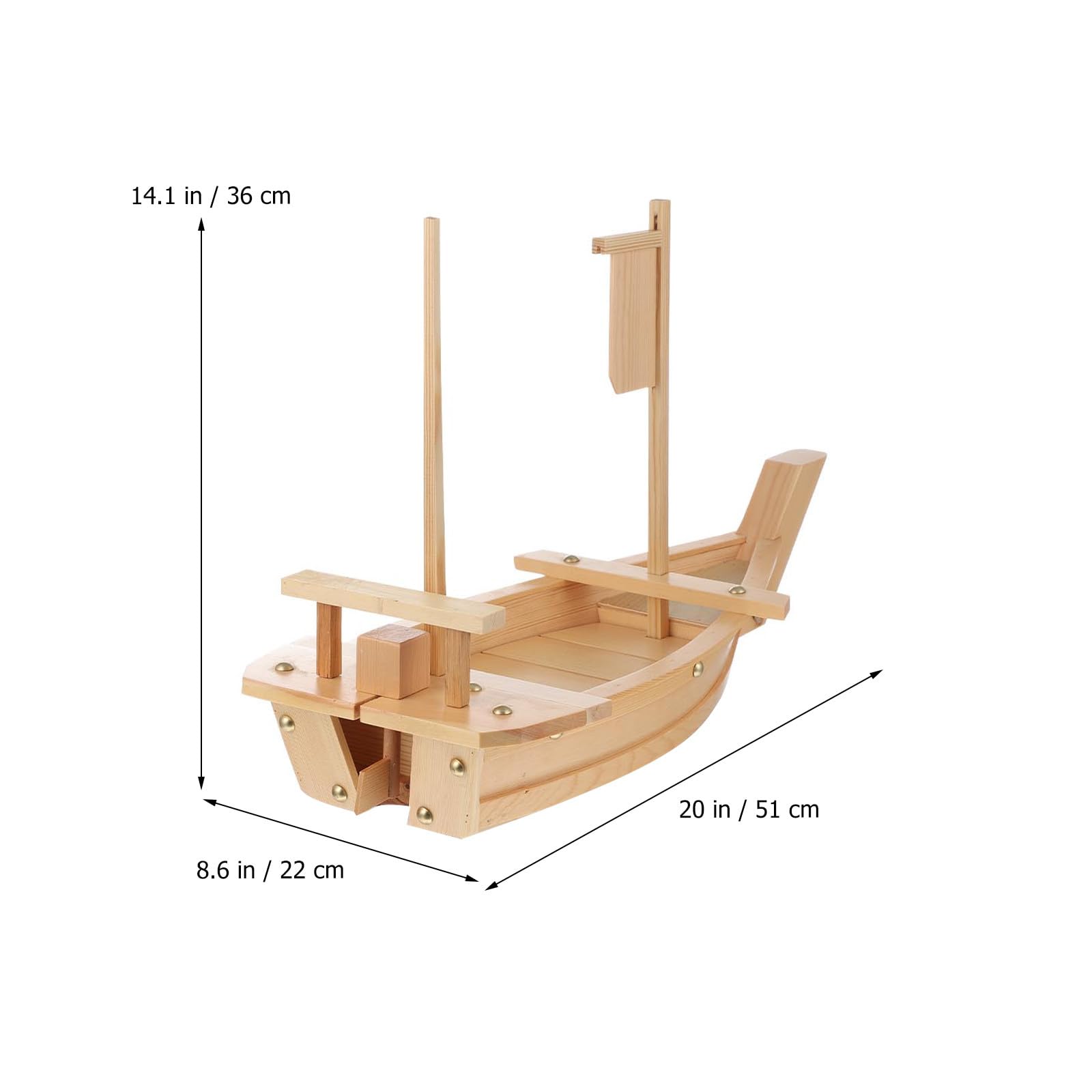 Bandeja para Presentar Sushi y Sashimi Diseño de Barco de Madera Natural para Utensilios de Cocina y Eventos