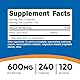 Nutricost Acide alpha-lipoïque 600 mg par portion, 240 gélules – Sans gluten, gélules végétariennes, sans soja et sans OGM