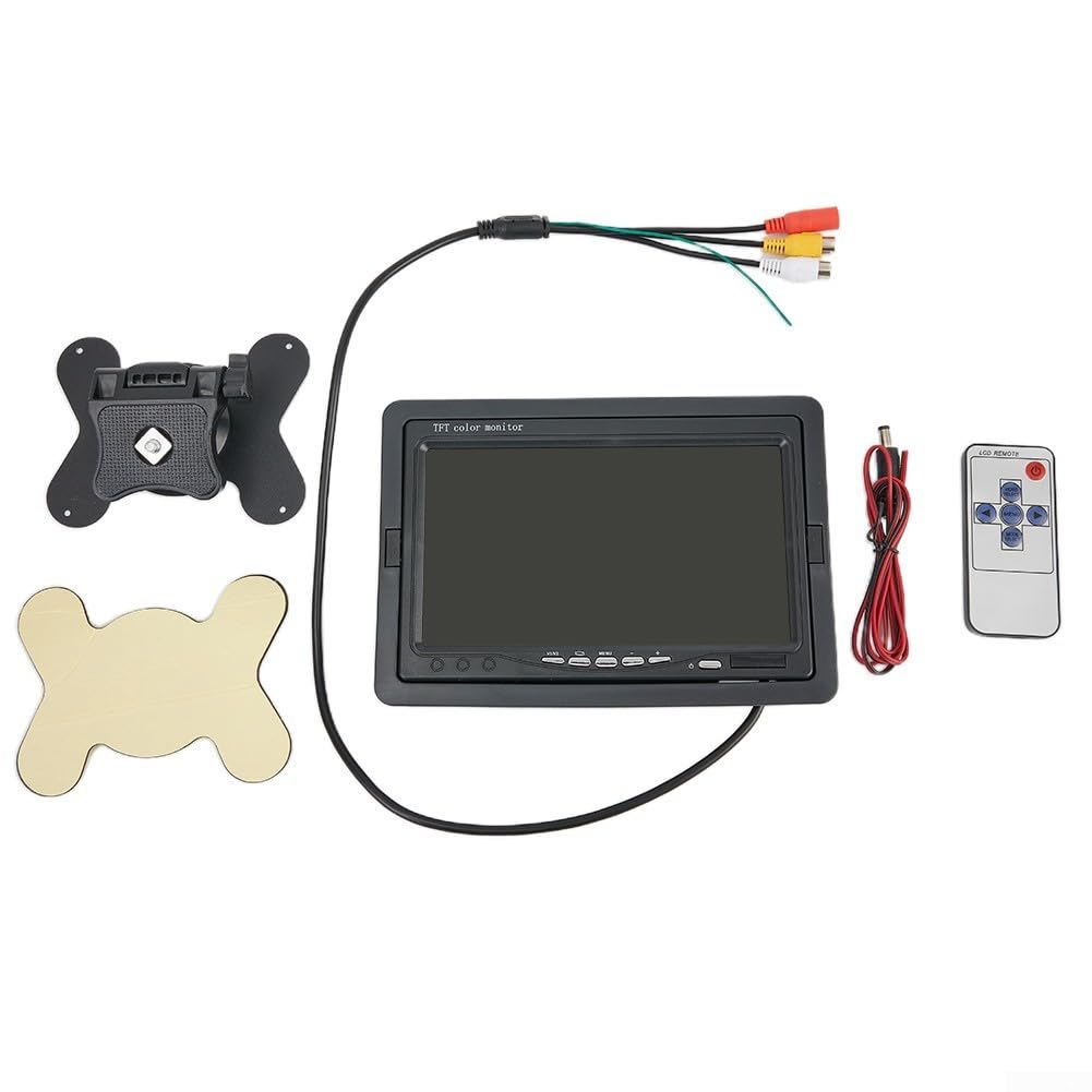 Monitor per auto, 7 pollici per camion veicoli TFT LCD display a colori risoluzione 800x600 doppi ingressi AV telecamera posteriore interruttore automatico 12 V/24 V nero