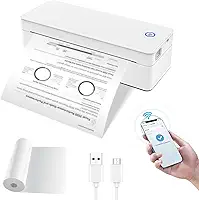 Impressora térmica portátil, impressora móvel A4/A5com 1 rolo (50 folhas) de papel térmico Impressoras portáteis para viagem Impressora térmica sem fio Impressora sem tinta para telefones Computador