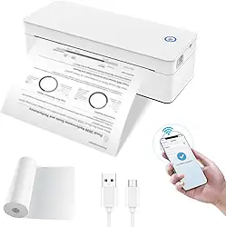 Impressora térmica portátil, impressora móvel A4/A5com 1 rolo (50 folhas) de papel térmico Impressoras portáteis para viagem Impressora térmica sem fio Impressora sem tinta para telefones Computador