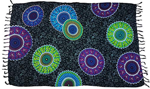Canga de Praia Indiana Mandala Várias Cores e Modelos Pronta Entrega (Preto)