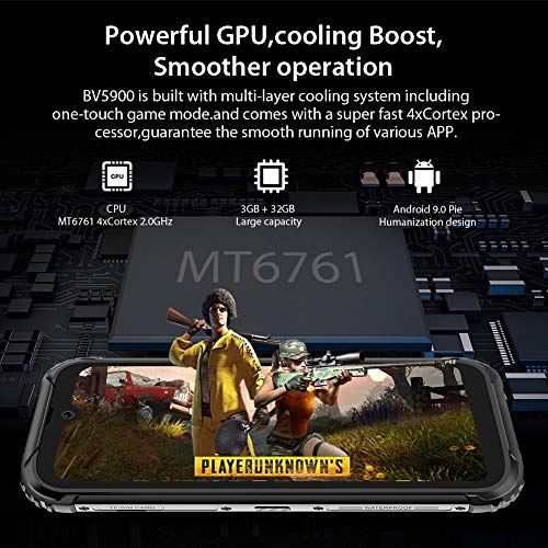 Rugged Cell Phones Unlocked, Blackview BV5900, 4G GSM Network Rugged Smartphone, 5580mAh 5.7" Dual sim Phones, 3GB+32GB Android 9.0 Waterproof Unlocked Smartphone, NFC Fingerprint Unlocked Phone