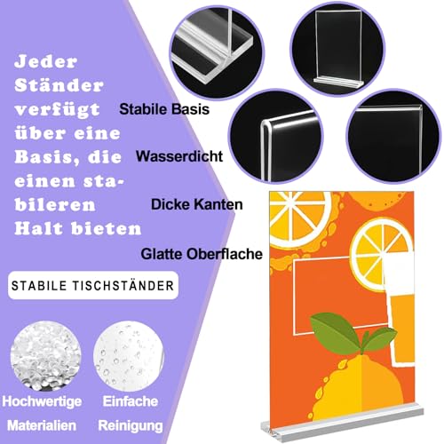 A5 Acryl Schilderhalter, 2 Stück Acryl Tischaufsteller, T Ständer Aufsteller Doppelseitiger Vertikaler Transparenter Kunststoff Display Rack für Bilderrahmen, Zuhause, Büro, Einzelhandel, Messe