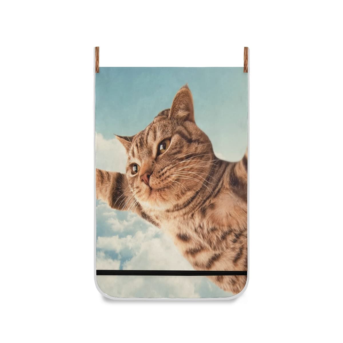 hengpai Kids Cute Hanging Laundry Hamper Bag Dirty Clothes Bag Basket Fabric Wash Bag with Door Wall Hooks,Flying Cat