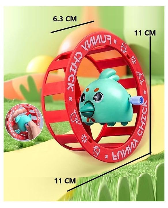 Image of Funny Chick Running Toy for Kids, Wind-Up Walking Chick with Wheel, Cute Cartoon Funny Toy, Windup Crawling & Rolling Fun Toy Gift for Boys Girls Toddlers (Multicolor)
