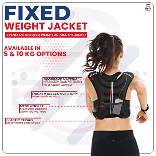 Image of B Fit Adjustable Weighted Vest for Men Women, Rucking Weight Vests Adjustable for Running, Training Workout, Jogging, Walking (Fixed Weight Black, 5 Kgs)