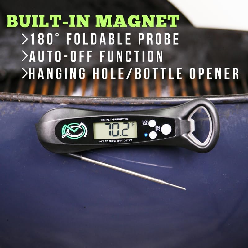 Miniatura 3 de MagneCHEF Termómetro digital de lectura instantánea para carne, ultra rápido de 3 a 4 segundos de lectura, termómetro retroiluminado impermeable