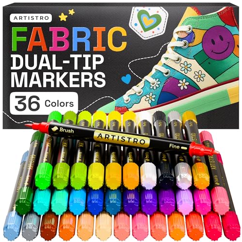 ARTISTRO 36 Dual-Tip Fabric Markers - Fabric Decorating Kit -