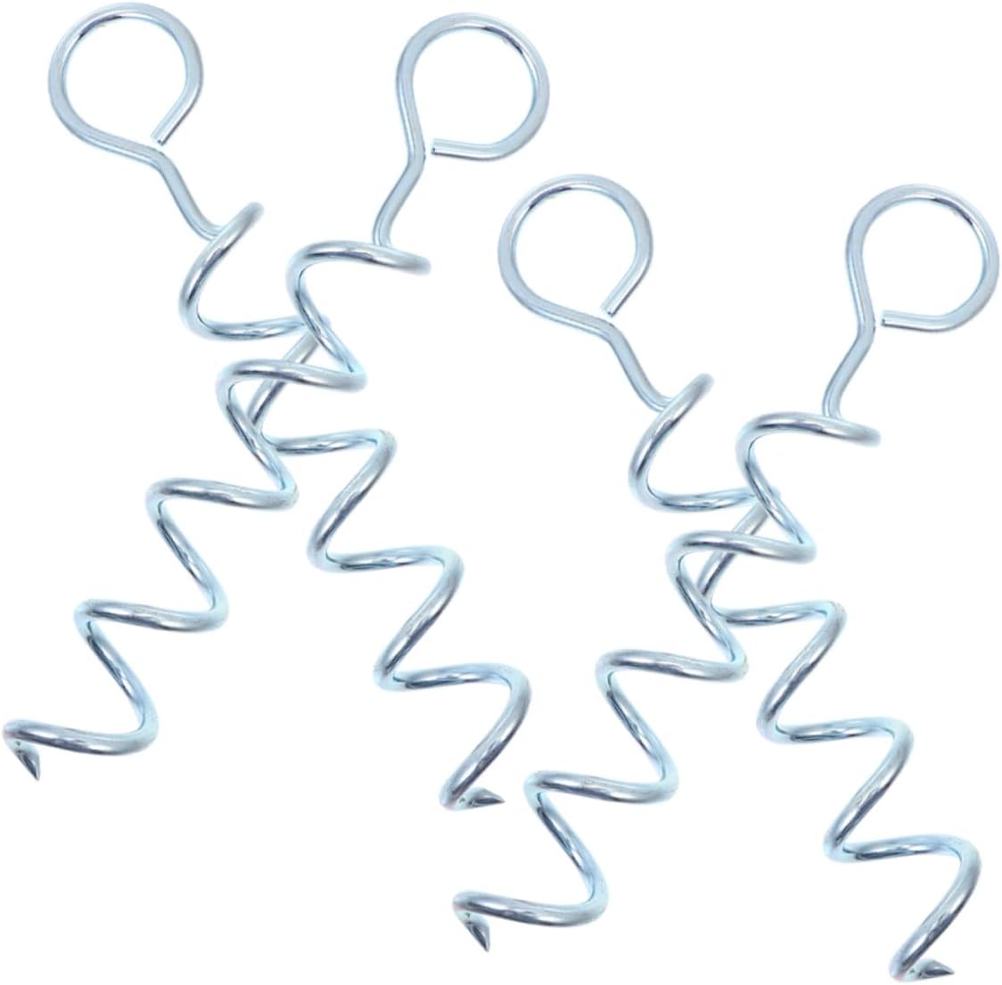 Heavy Duty Camping Tent Stakes 4pcs Iron Ground Anchors Spiral Design for Outdoor Lawn Tent Canopy Stabilizing and Dog Tie-Out Use