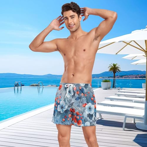 xigua Abstract Flowers Mens Swim Trunks with Liner, 5 inch Quick Dry Mens Boardshorts for Beach4