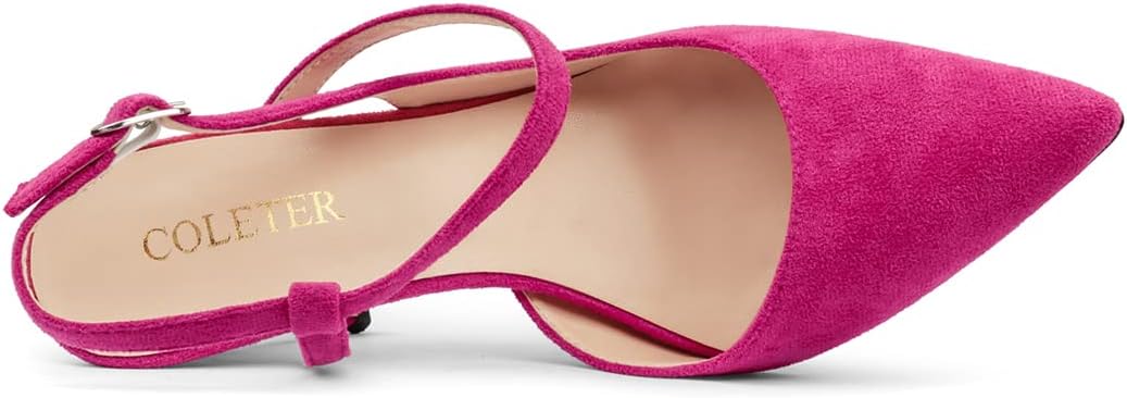 COLETER Women's Slingback Pumps 4IN Buckle Ankle Strap Sandals Closed Pointed Toe Office Work Wedding Shoes - Image 7
