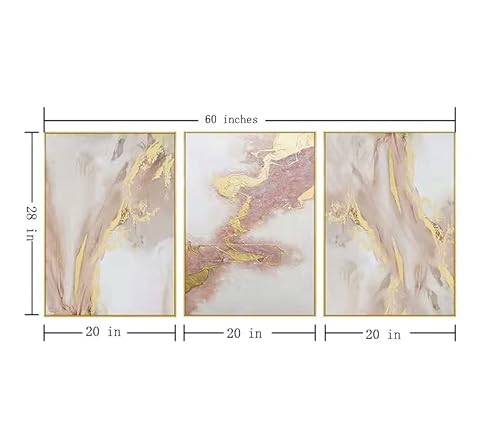 Pink Abstract Canvas Wall Art For Living Room Large Gold Abstract Painting Water Flow Shape For Bedroom Modern Home Decor Ready To Hang 28X60 Inches #TOP1