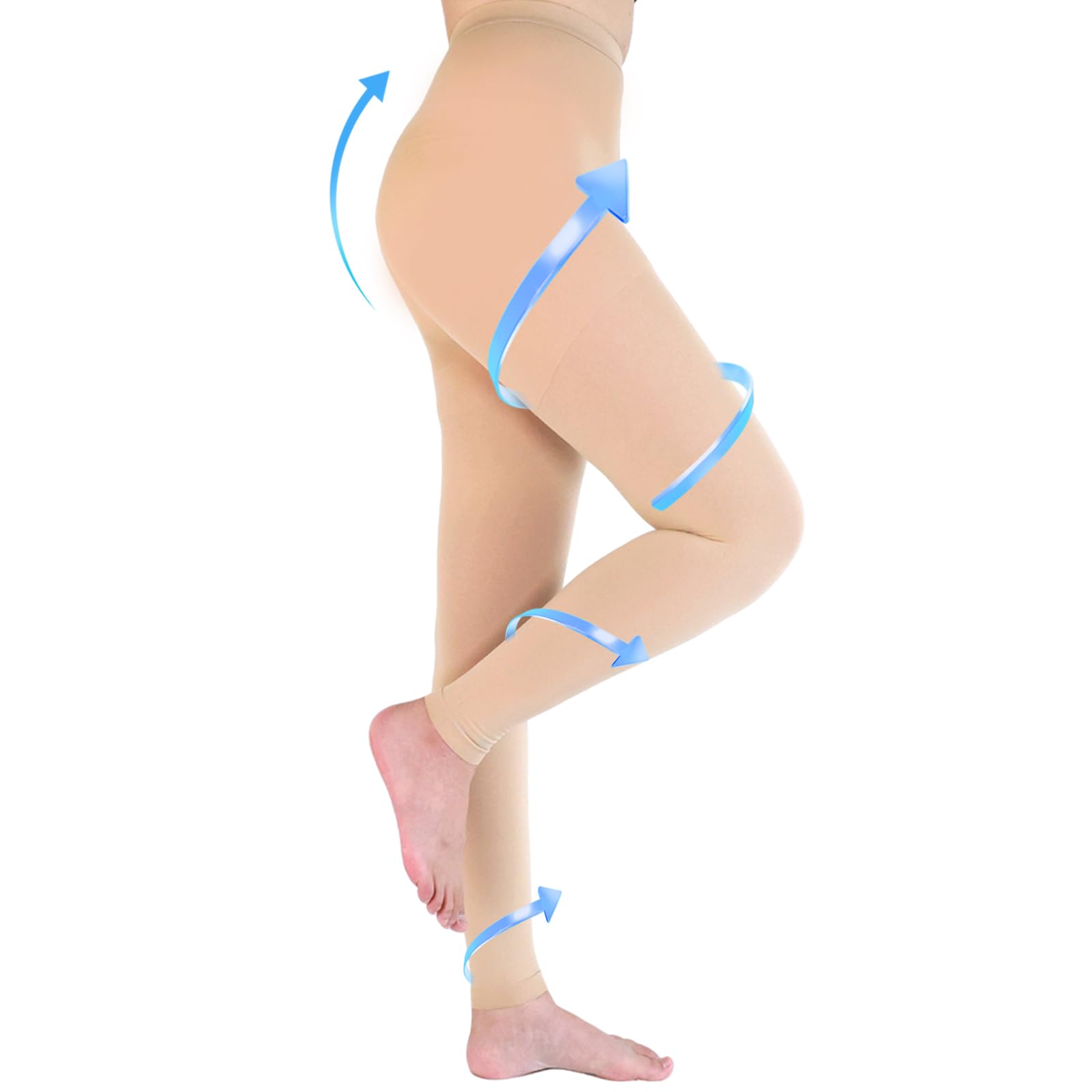jabeick Medizinische Kompressionsstrumpfhose Damen & Herren Lang, 20-30 mmHg Kompressionsstrümpfe Stützstrümpfe Damen Klasse II Zehenfreie Kompressionshose Unterstützung