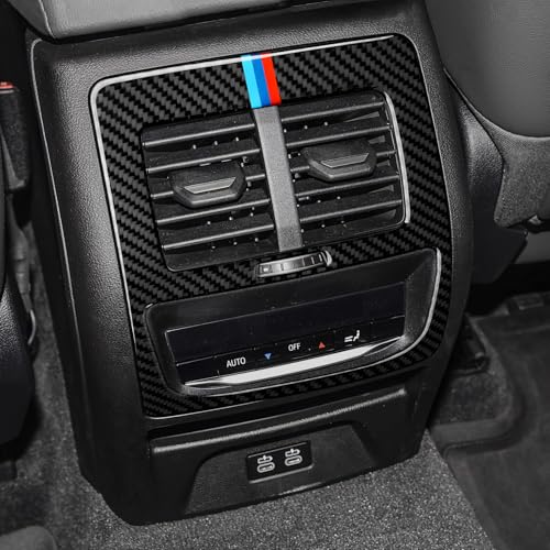 Image of Car Decal Rear Row AC Cover Trim Carbon Fiber Sticker fits for BMW X3 G01 2018 2019 2020 2021 2022 2023 2024 Accessories