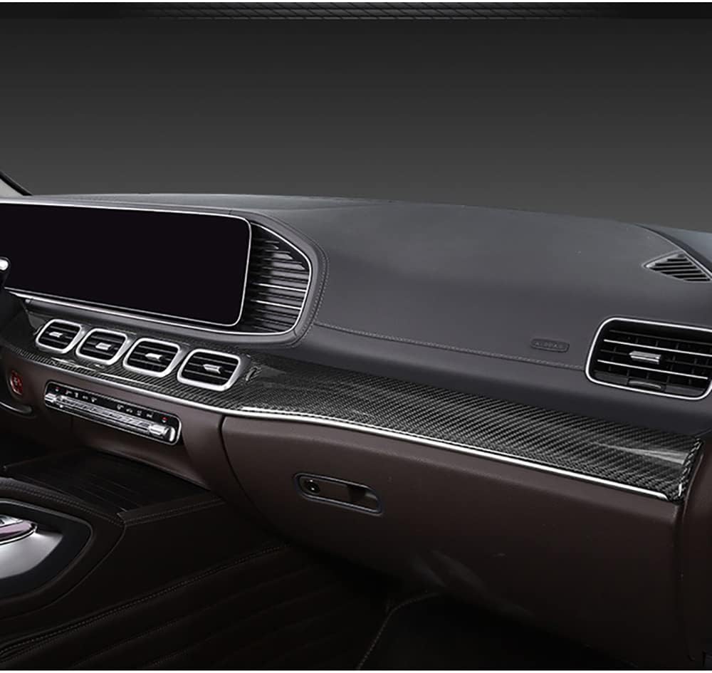 Carbon Fiber Car Central Console Instrument Strip Trim Dashboard Cover Trim for Mercedes-Benz GLE Class W167 V167 GLE350 450 53 580 63 AMG S GLS Class X167 GLS450 580 63 AMG Interior Accessories