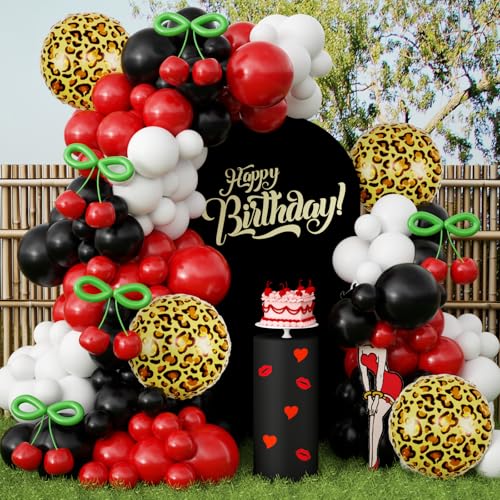 Image of JOGAMS 182Pcs Betty Party Decorations,Leopard Cheetah Print Party Decorations with Matte White Cheetah Foil Balloons for Bachelorette Birthday Baby Shower Vintage Retro Party