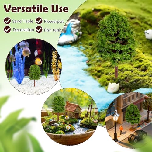 OATIPHO 20Pack 3.14Inch Dark Green Plastic Model Trees β Realistic Leaf Texture Adds Depth to Dioramas, Train Layouts, Dollhouses & School Projects - 5